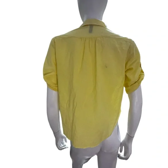 H&M Yellow Button Front Blouse 100% Cotton - Picture 5 of 9